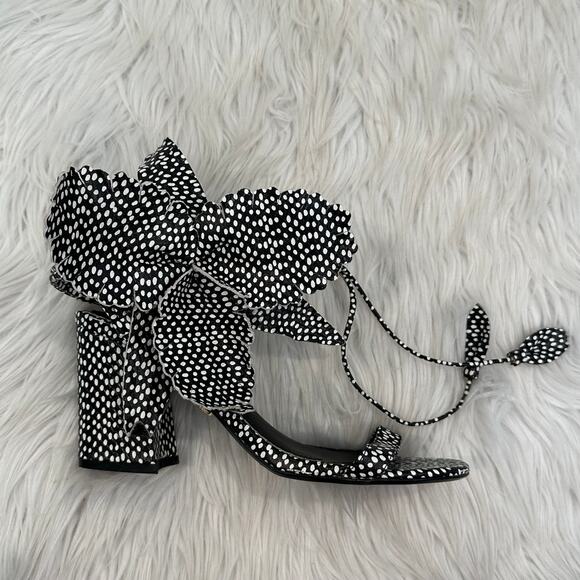 Anthropologie Cecelia New York Hibiscus Heels Leather Flower Polka Dot Floral - Picture 6 of 11